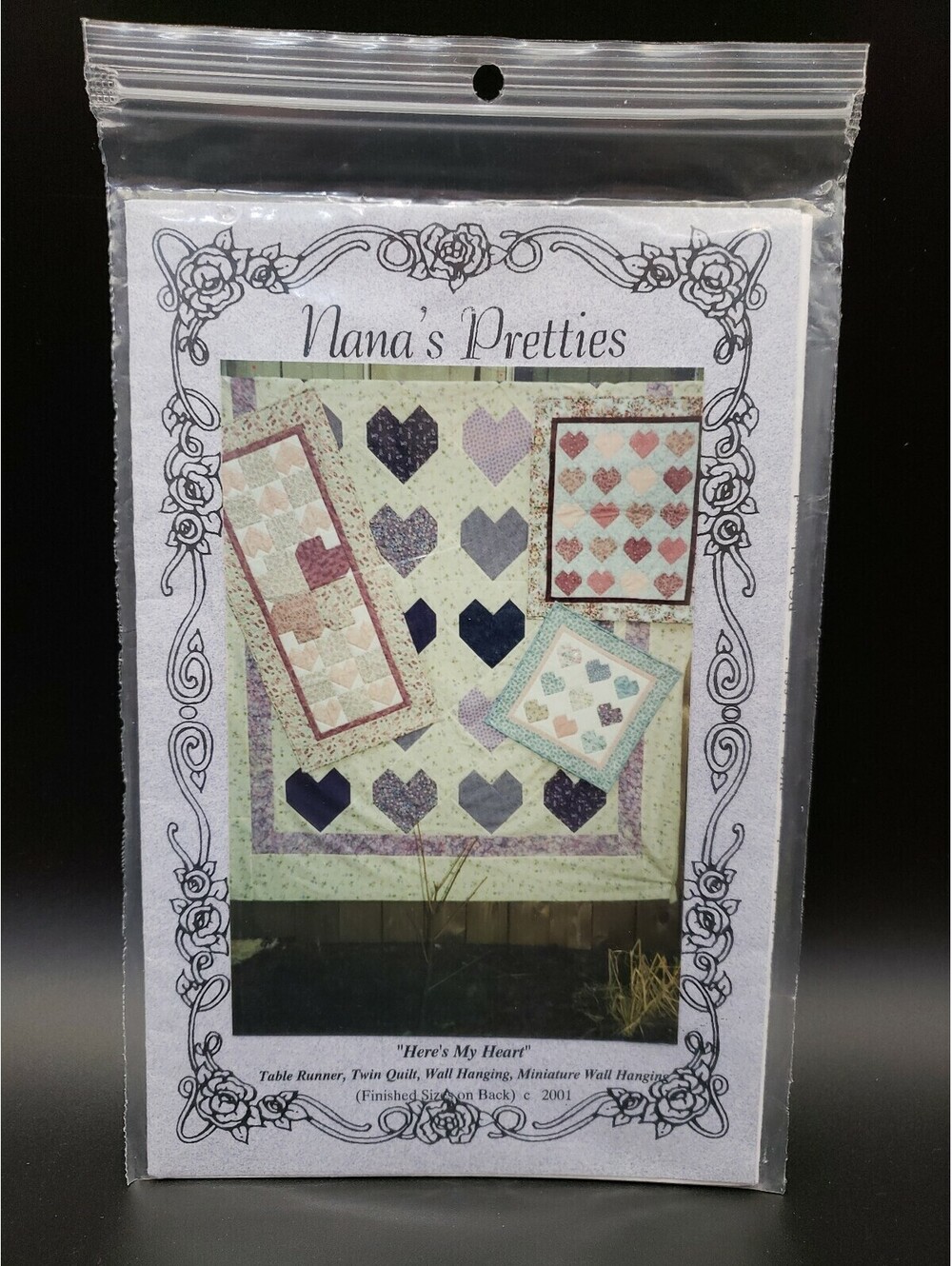 Heart Quilt Pattern HERE'S MY HEART Runner Wall Hanging Twin Nana's Pretties